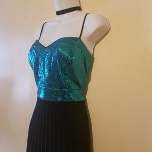 Dress black and aqua